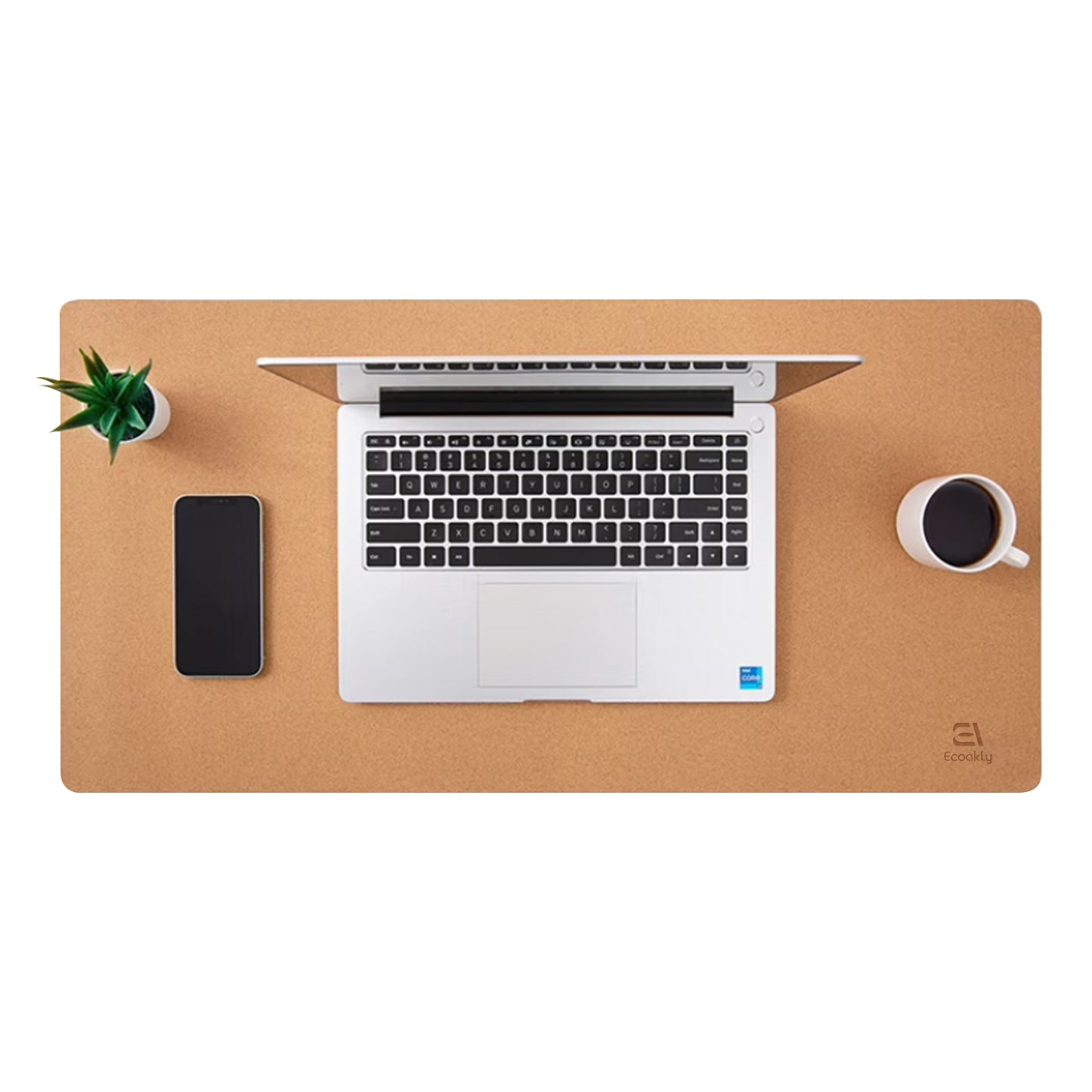 ECOAKLY Double-Sided Desk Pad,Natural Cork Large Mouse Pad,Large Mouse Pad for Desk, Eco Cork Desk Pad Protector(31.5" x 15.7",Apricot+Cork)